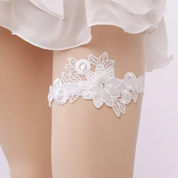 

Sexy Women Girl White Embroidery Floral Wedding Garter Bridal Leg Garter Wedding Party Bride Belt Suspender