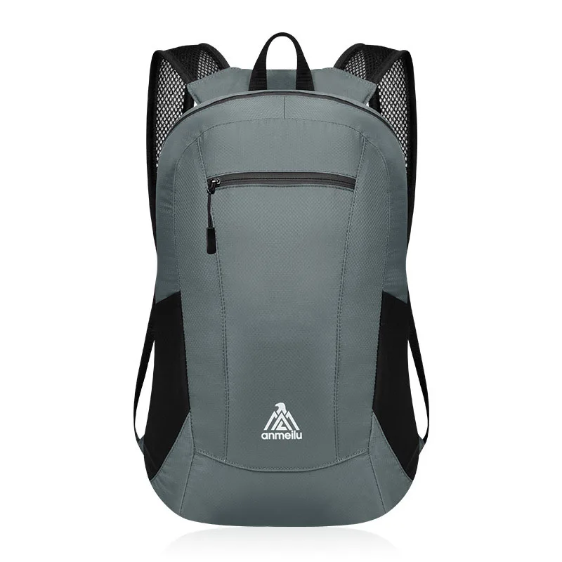 15л открытый спортивный рюкзак, досуг светильник, нейлоновый водонепроницаемый рюкзак для мужчин и женщин, Одноцветный рюкзак для путешествий, скалолазания, верховой езды, складная сумка - Цвет: gray