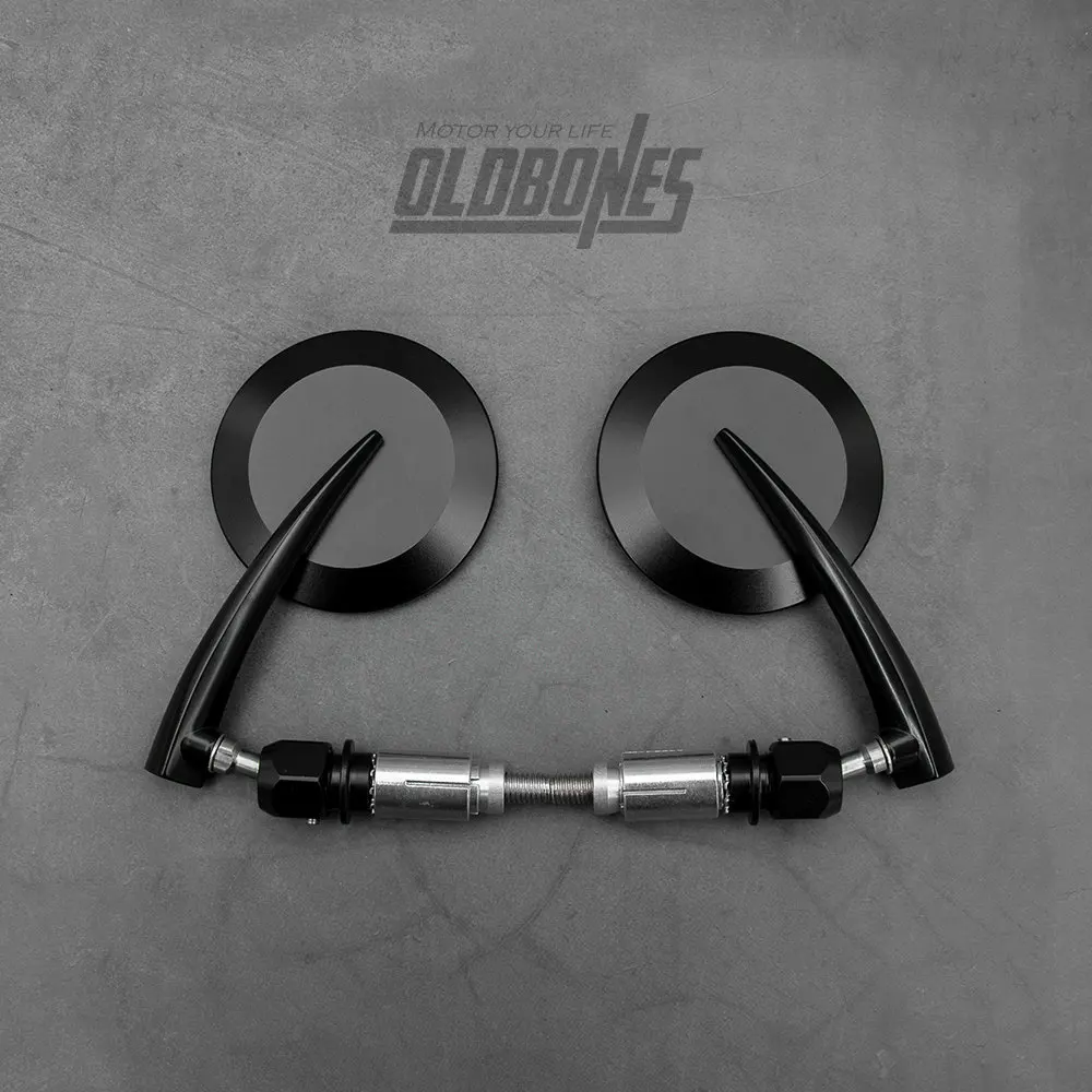 Black 1 пара OLDBONES универсальное кафе гонщик CNC алюминиевый сплав ретро мотоцикл зеркало заднего вида вращающееся зеркало заднего вида два цвета - Цвет: Black