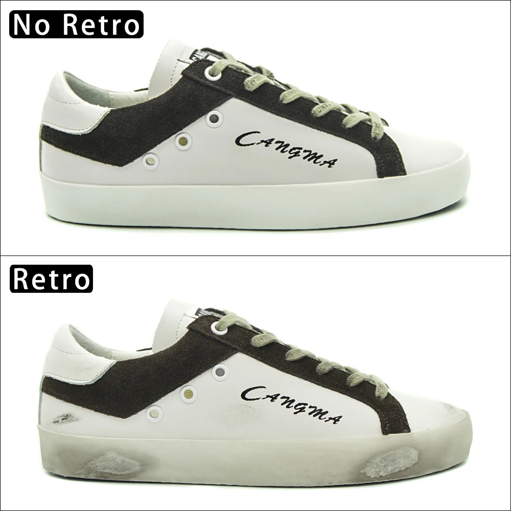 CANGMA мужские кроссовки; бренд кроссовки из натуральной кожи повседневная обувь замшевые белые мужские туфли в Корейском стиле мужская обувь на платформе в стиле ретро