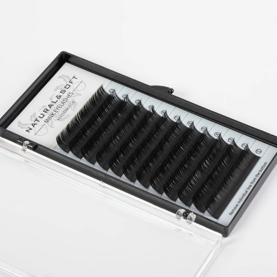 Flat Eyelash Extensions Individual Lashes B C D Curl Soft Flat Ellipse False Eyelashes For Makeup 12 Rows Volume Lashes 8-15mm