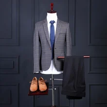 Осень Зима итальянский стиль в полоску смокинги для жениха 2 шт Slim Fit Мужские свадебные выпускные костюмы на заказ terno masculino