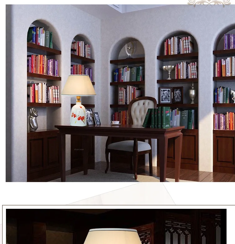 China Antique Living Room Study Retro Vintage Table Lamp Porcelain Ceramic Table Lamp wedding decoration office table lamp (3)