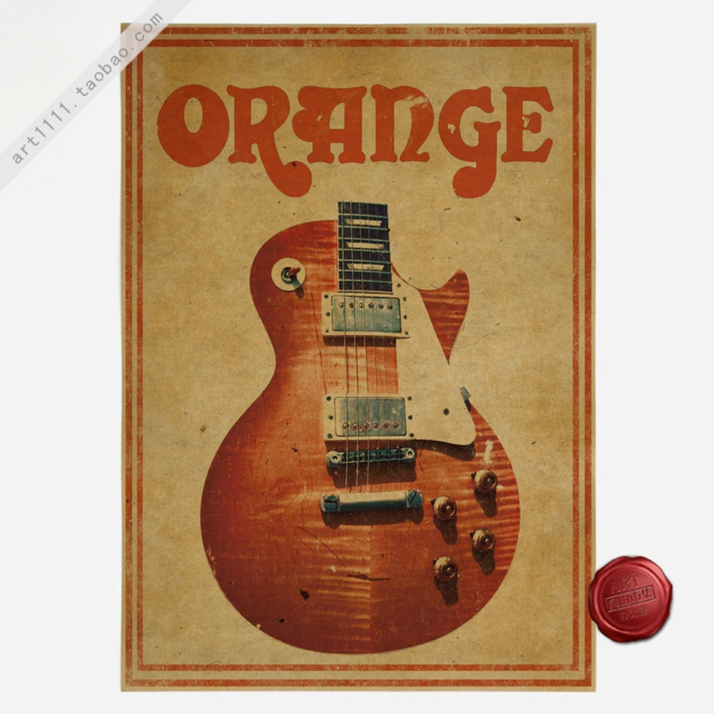 ORAMGE GUITARRA nostalgia papel kraft vintage Rock Band poster pintura decorativa pegatinas de pared de arte de la impresión 30X42 art|decorative paintingpainting wall - AliExpress