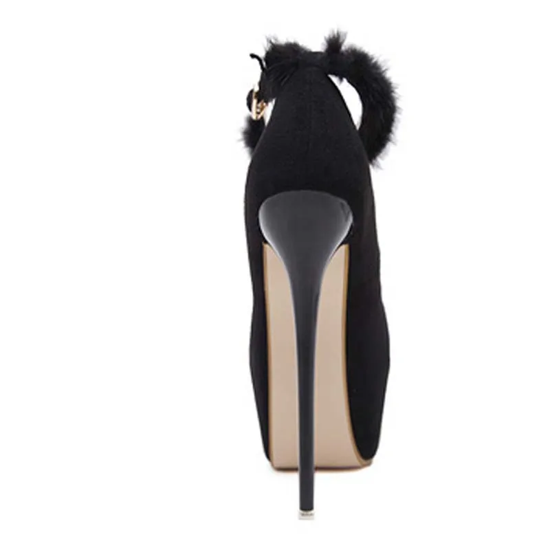 2019 New Spring Sexy Gladiator Woman Pumps Patform Heels Party Round Toe Buckle Strap Pumps shoes Black shoes 34-40 Women Shoes
