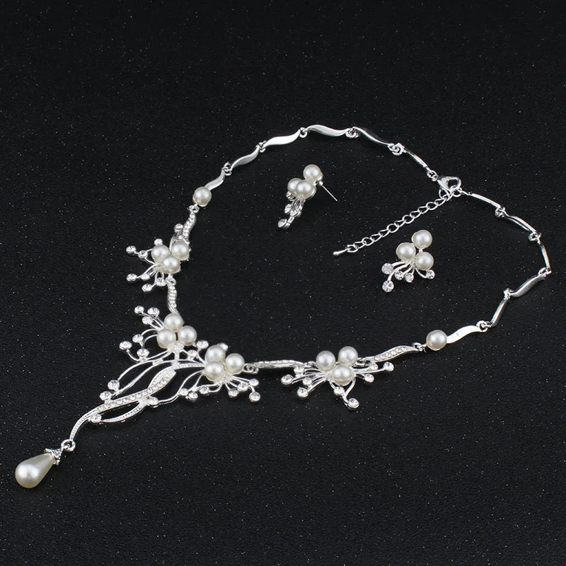 Комплект из колье и серёг с искусственным жемчугом|pearl bridal jewelry sets|jewelry sets for womenbridal