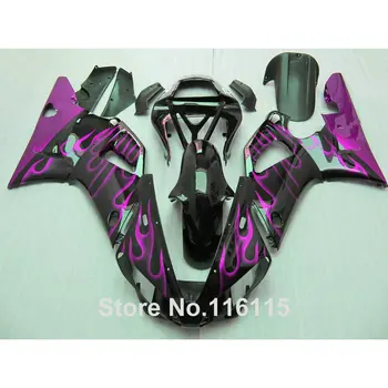 

hot sale fairings for YAMAHA YZF R1 2000 2001 purple flames black ABS fairing kit R1 00 01 Injection molding 3113