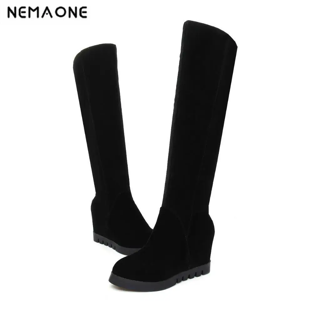 

2018 new girls winter boots autumn high wedges boots knee high boots women's high heels shoes woman fashion platform boots