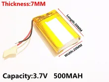 (free shipping)Polymer lithium battery 3.7 V, 702030 500MAH can be customized wholesale CE FCC ROHS MSDS quality certification