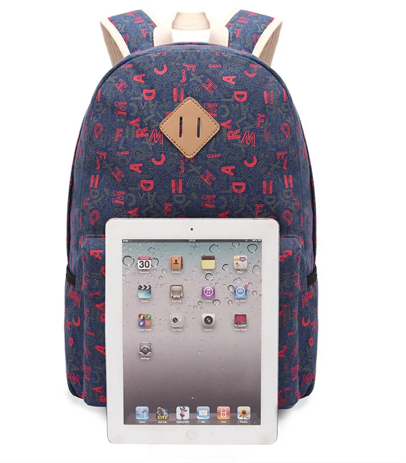 Холщовый женский рюкзак с принтом школьные ранцы для девочек подростков милые