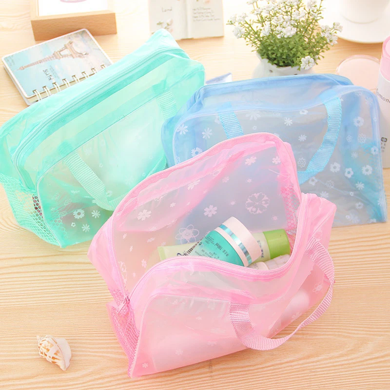 

3 Colors Make Up Home-storage Bag Toiletry Bathing Storage Bag women waterproof Transparent Floral PVC Travel Sundries bag
