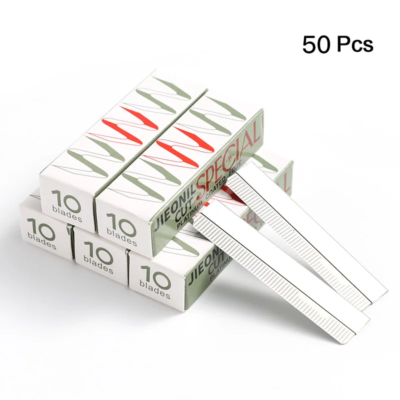 50pcs 10/50 шт. лезвия для ткани Нержавеющая сталь перо бритвенное лезвие, лезвие для бровей косметическое средство, тримминга высокое качество - Цвет: 50pcs