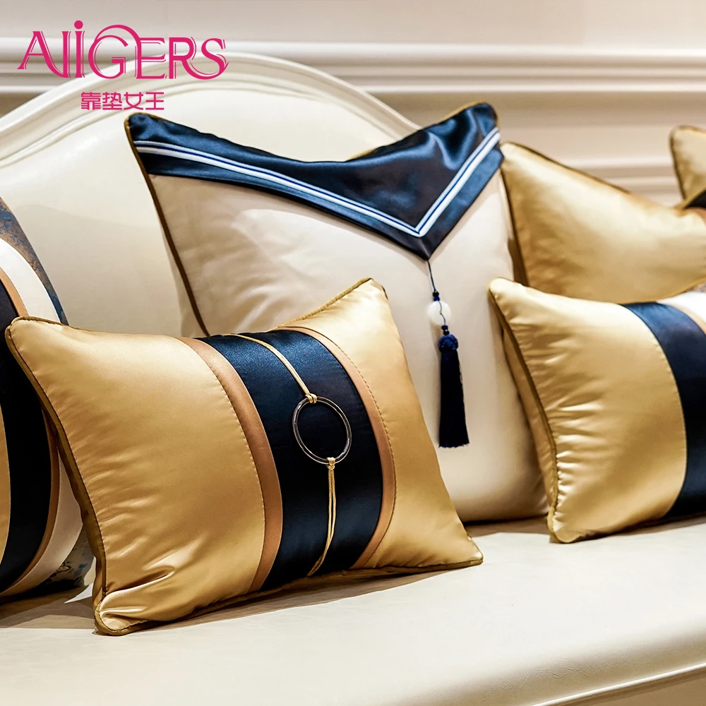 Avigers Luxury Patchwork Modern Cushion Covers with Tassels Throw Pillow Cases Home Decorative Pillowcases 45 x 45 50 x 50