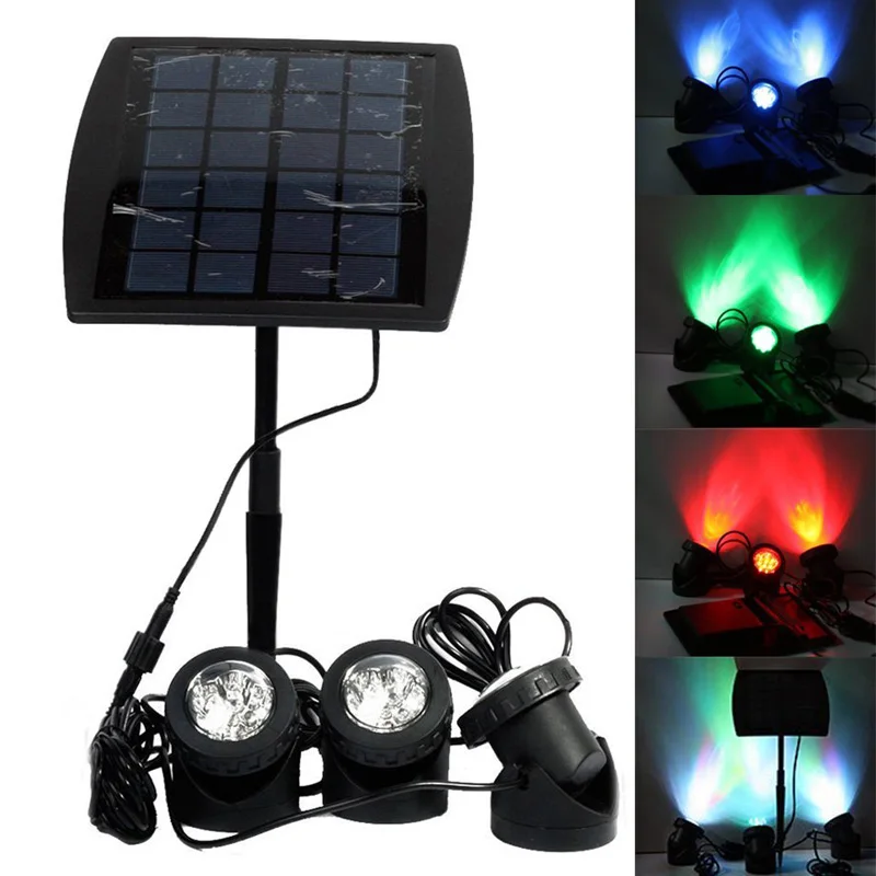 

Party Decoration18 LED Solar Powered 3 Led Light With Light Sensor RGB Underwater Lamp Spotlight for Garden Pool Outdoor HR