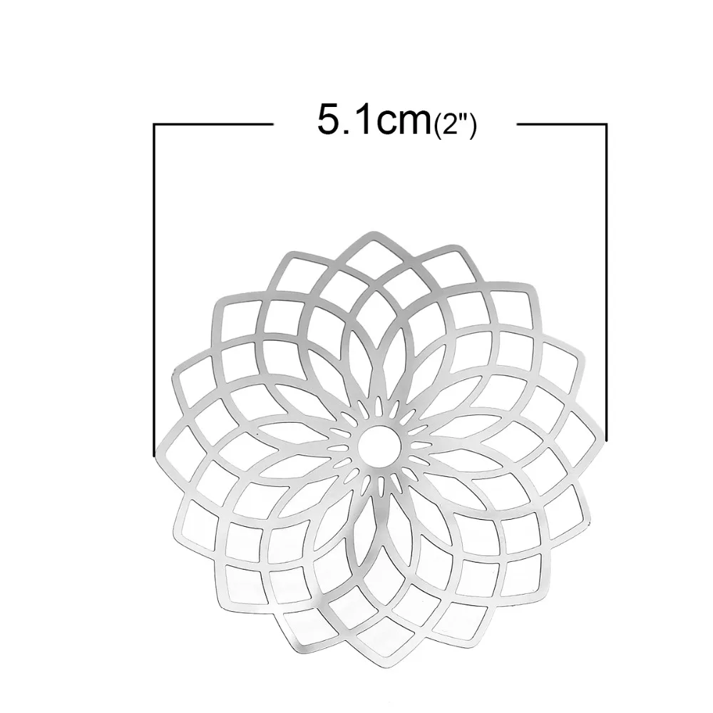 304 Филигранное тиснение из нержавеющей стали украшения цветок полые резные Скрапбукинг, 5,1 см х 5,1 см, 10 шт