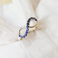 Wellmade Аутентичные bluesapphire одноцветное стерлингового серебра 925 Бесконечность кольцо