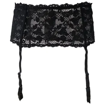 

Black Fishbones Metal Buckles Women/female/Lady Sexy Garter Belts for Stockings Lace Flower Waist Trainer Suspender Belt GA1041