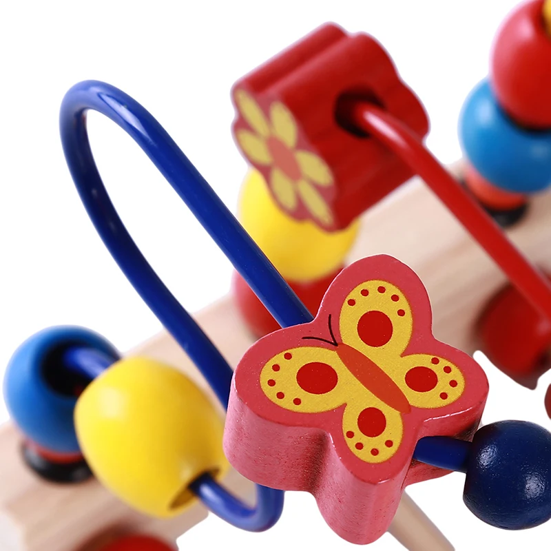Деревянная игрушка с бисером трехрядная Цветочная птица круглая бусина с окантовкой игрушка для раннего развития Детские игрушки Детский