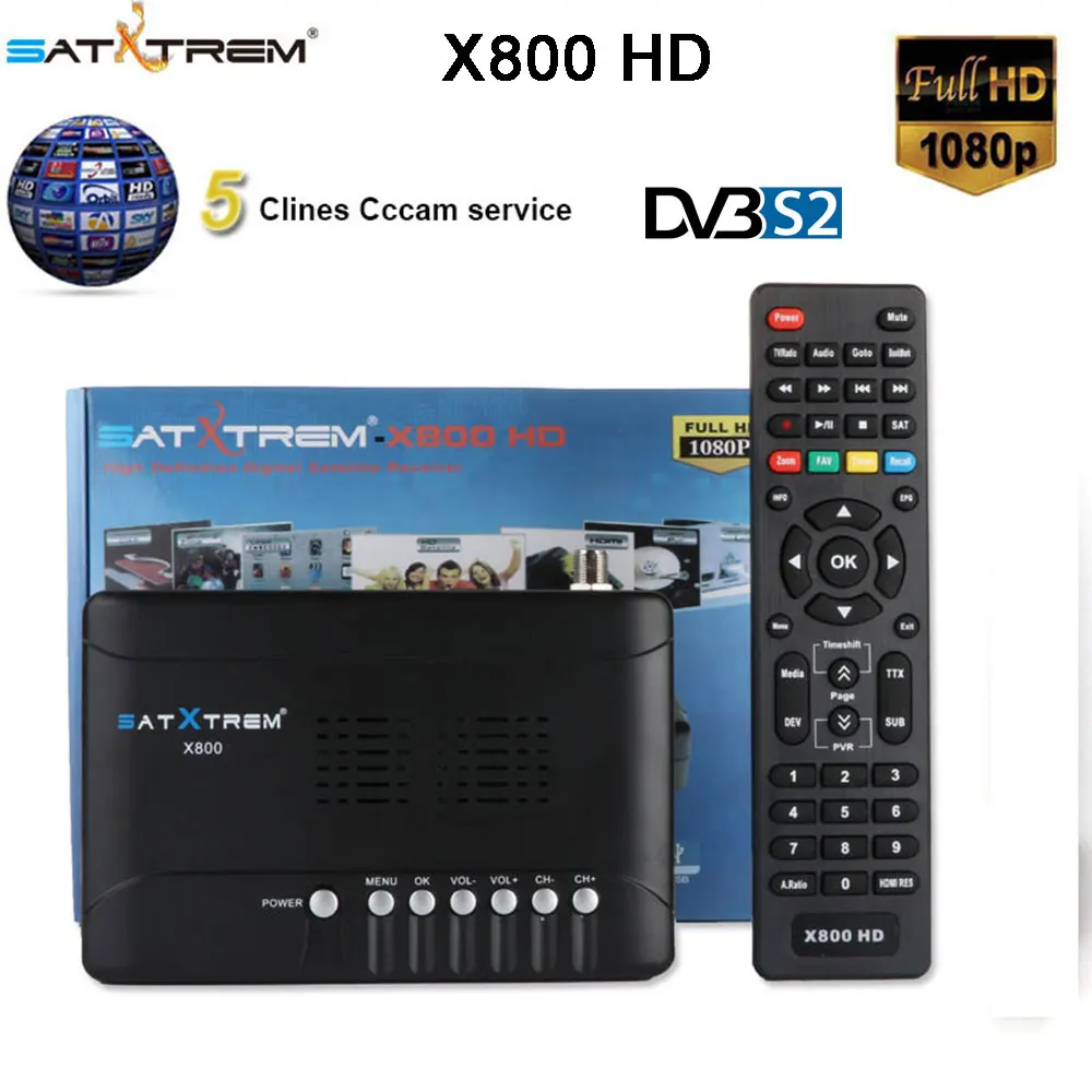 SATXTREM X800 HD DVB-S2 спутниковый ресивер Full HD 1080 P Поддержка 5 резких перемен температуры CCCam Youtube, powervu для Испании/Euopen/UK ТВ-приемник