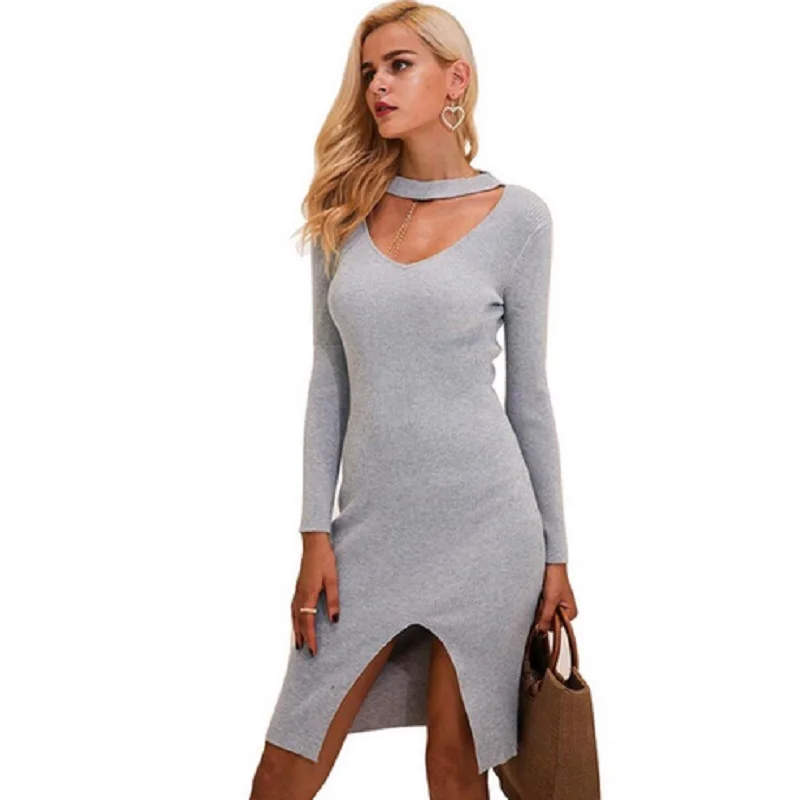 black tight sweater dress