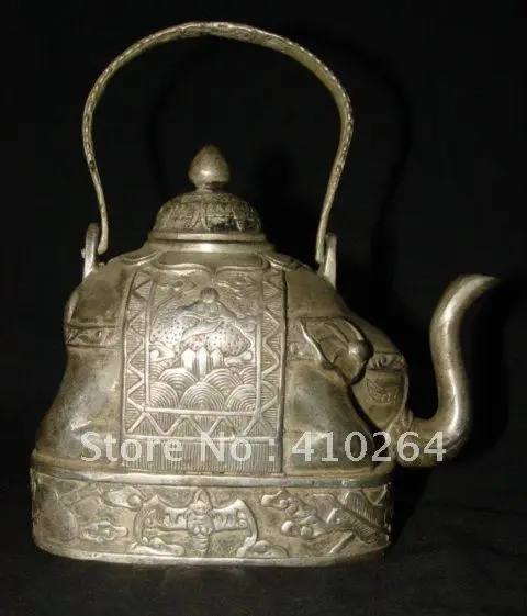 

Tibet silver Ein Alte Elephant Statue-Teekanne Statue