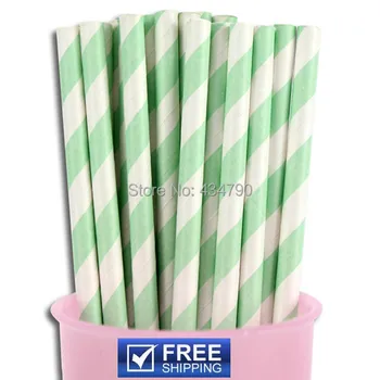 

200pcs Vintage Mint Striped Paper Straws,Cake Pop Sticks,Striped Straws for Parties and Crafts,Baby Shower, Birthday,Kids Straws