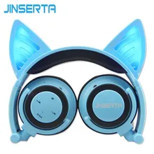 Promo offer JINSERTA Blue Bluetooth Wireless Cat Ear Headphones Folded Headband earphone with LED cosplay Headset For Mobile Phone PC Laptop