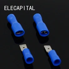 4.8mm Female Male Electrical & Wiring Connector Insulated Crimp Terminal Spade Blue