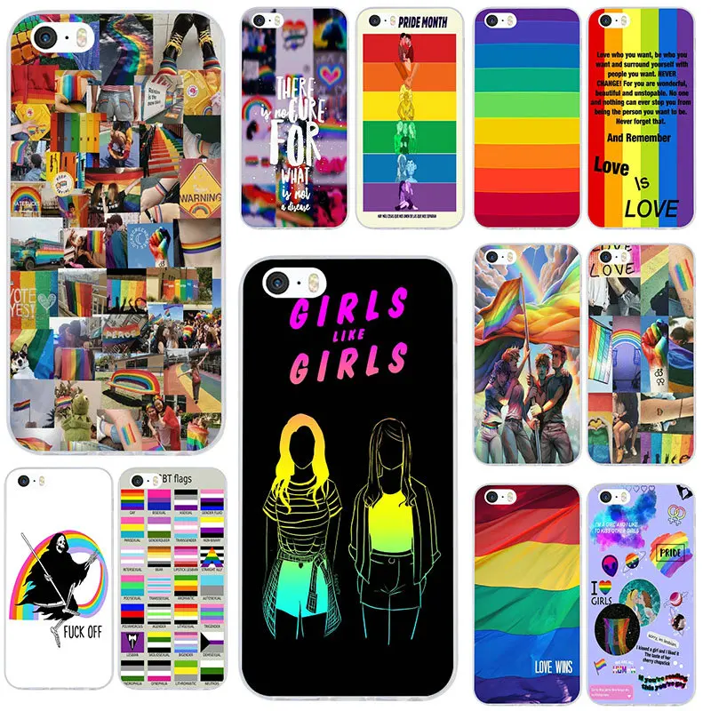 

Soft TPU Silicone Mobile Phone Cases for iphone 4 4S 5 5S SE 6 6S 7 8 X XR XS Max Plus Shell Cover Lgbt Love Wins Girl Love Girl