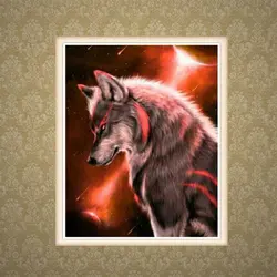 Алмазная живопись 5D «сделай сам» Dieren Ночной Волк красный алмаз вышивка картина вышивки крестом домашний декор
