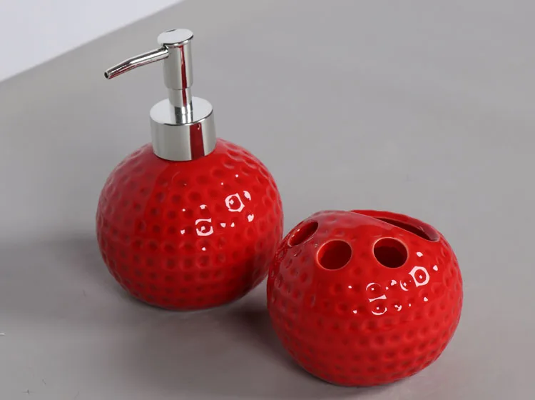 Simple ceramic bathroom supplies five-piece color lotion bottle toothbrush holder soap dish bathroom accessories