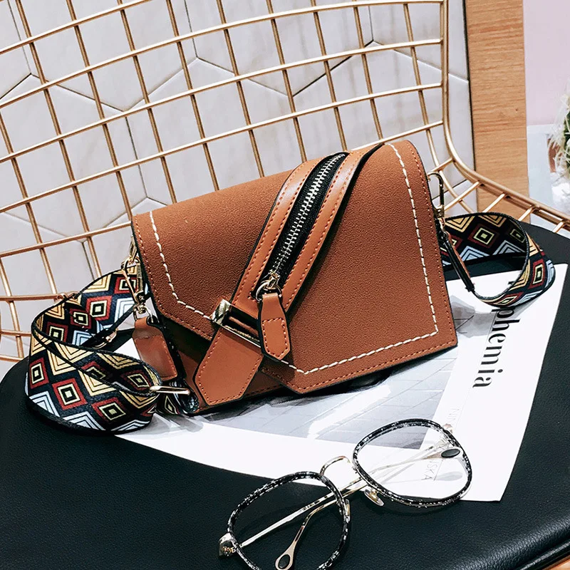 ETAILL модная дизайнерская сумка из нубука на молнии с цветным широким ремешком, квадратная сумка через плечо, трендовая сумка на плечо