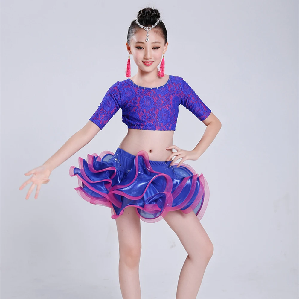 2017 для девочек Детские костюмы латинских танцев комплект из 3 предметов