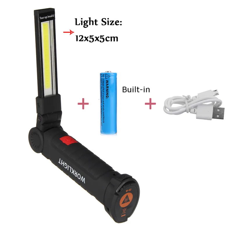 Портативный монолитный блок светодиодов рабочий свет USB Перезаряжаемый фонарик Магнитный фонарик подвесной крюк лампа встроенный 18650