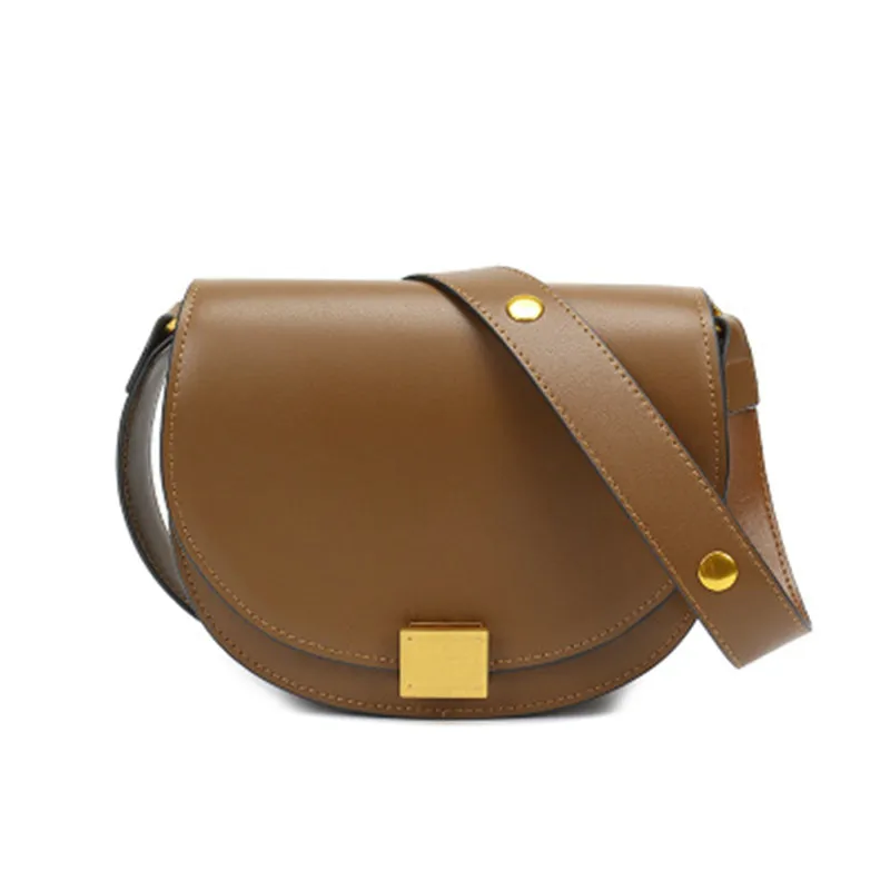 

2018 new fashion casual leather handbag horseshoe buckle leather shoulder strap saddle bag shoulder diagonal semi-circle bag