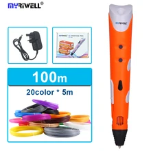 Myriwell 3d pen Creative 3D Printing Pens Intelligence Drawing 3d printer pen With ABS Filament 3D Best Gift for Kids Printer