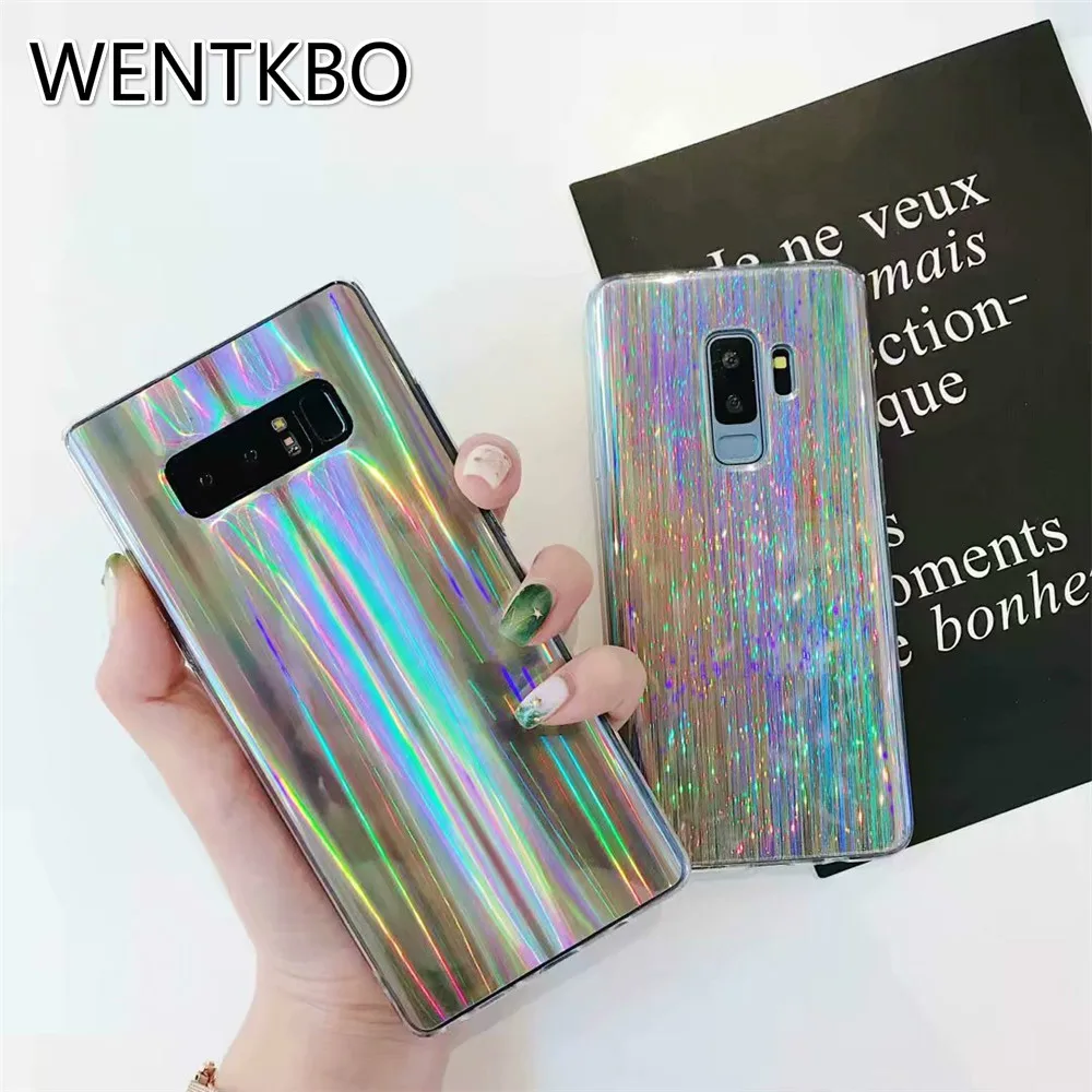 Роскошный лазерный Радужный блестящий чехол для телефона Samsung Galaxy Note8 S7 S7edge S8 S9 Plus