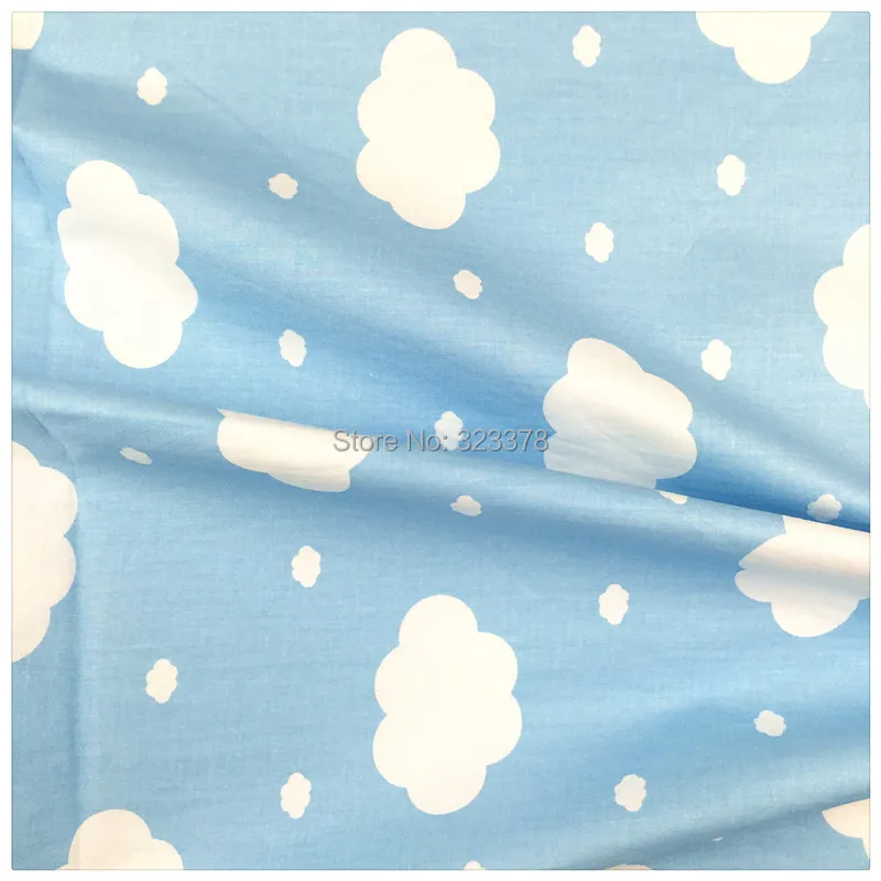 Новая синяя твиловая ткань с облаками, хлопок, шитье своими руками, детское постельное белье, домашний текстиль, материал Telas Tissus для лоскутного шитья
