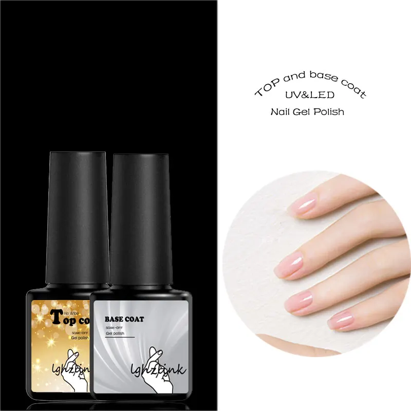 

2pcs/set Base and Top Coat Gel Nail Polish UV 8ml Transparent Soak Off Primer Gel Polish Gel Lacquer Nail Art Manicure