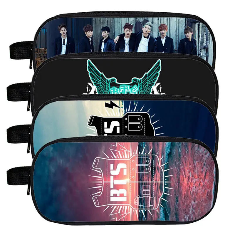 

New Fashion K-pop BTS Bangtan Boys Printing Pencil Case Large Double Layer Box School Office Supply For Teacher Gift