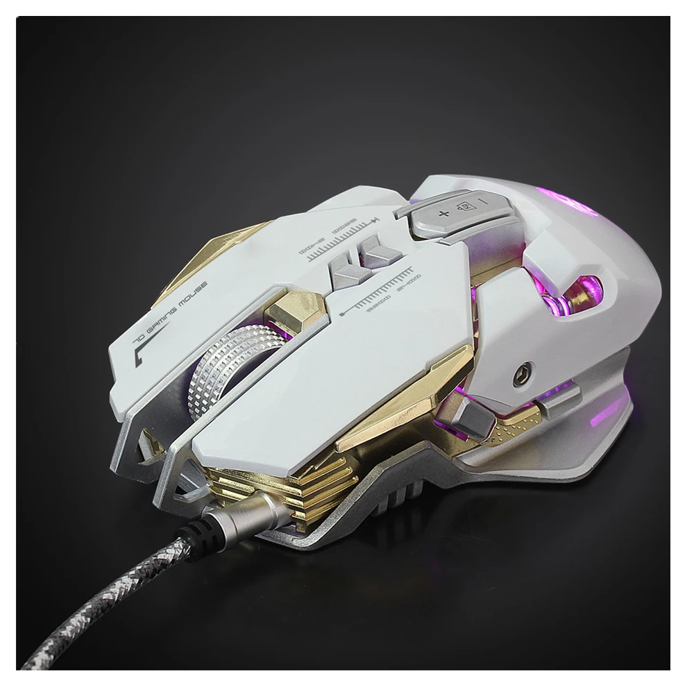 Проводная USB E-sport мышь, компьютерная мышь, эргономичная 7 кнопок, дышащая подсветка, игровая 3200 точек/дюйм, оптическая мышь, белая игровая мышь