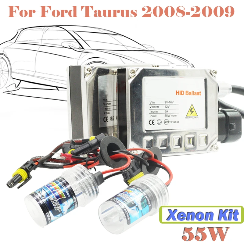 

55W Xenon HID Kit Ballast Bulb 3000K-15000K (1 Pair Ballast + 1 Pair Bulb) Car Head Lamp Headlight For Taurus 2008-2009