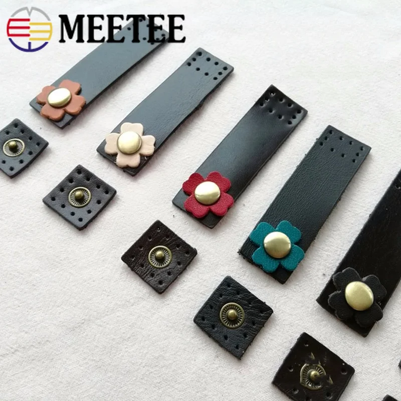 

Meetee 5/10pc 2*7cm First Layer Leather Buckle DIY Patchwork Hand Wallet Notebook Clasp Snap Button Sewing Fasteners Accessories