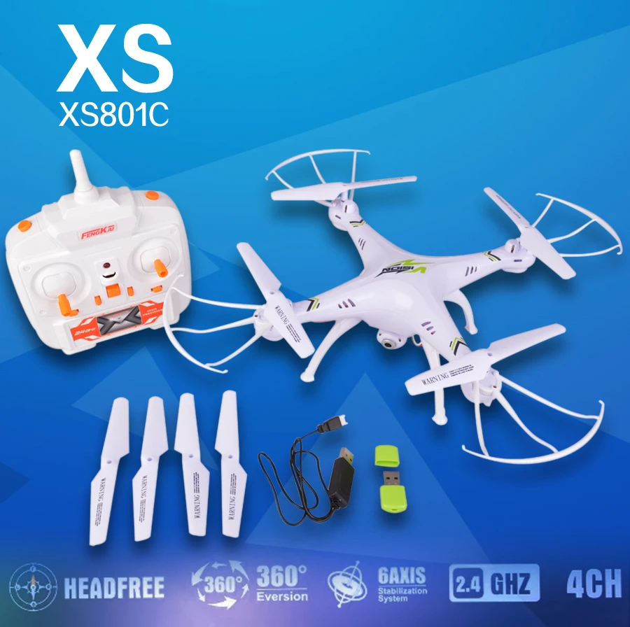Buy Cheap Ewellsold XS801C 2.4G 6-Axis RC Drone RC Quadcopter with 2MP HD Camera Headless RTF Headless Mode quadcopter vs X5sw x5hw x8hw