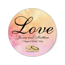 3,8 см на заказ персиковый розовый стикер любви с обручальными кольцами