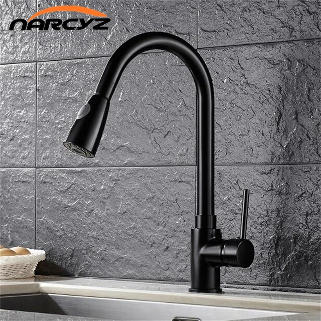 Cheap Kitchen Faucets Silver Single Handle Pull Out Kitchen Tap Single Hole Handle 360 Rotate Crane Chrome Swivel Sink Mixer XT-81