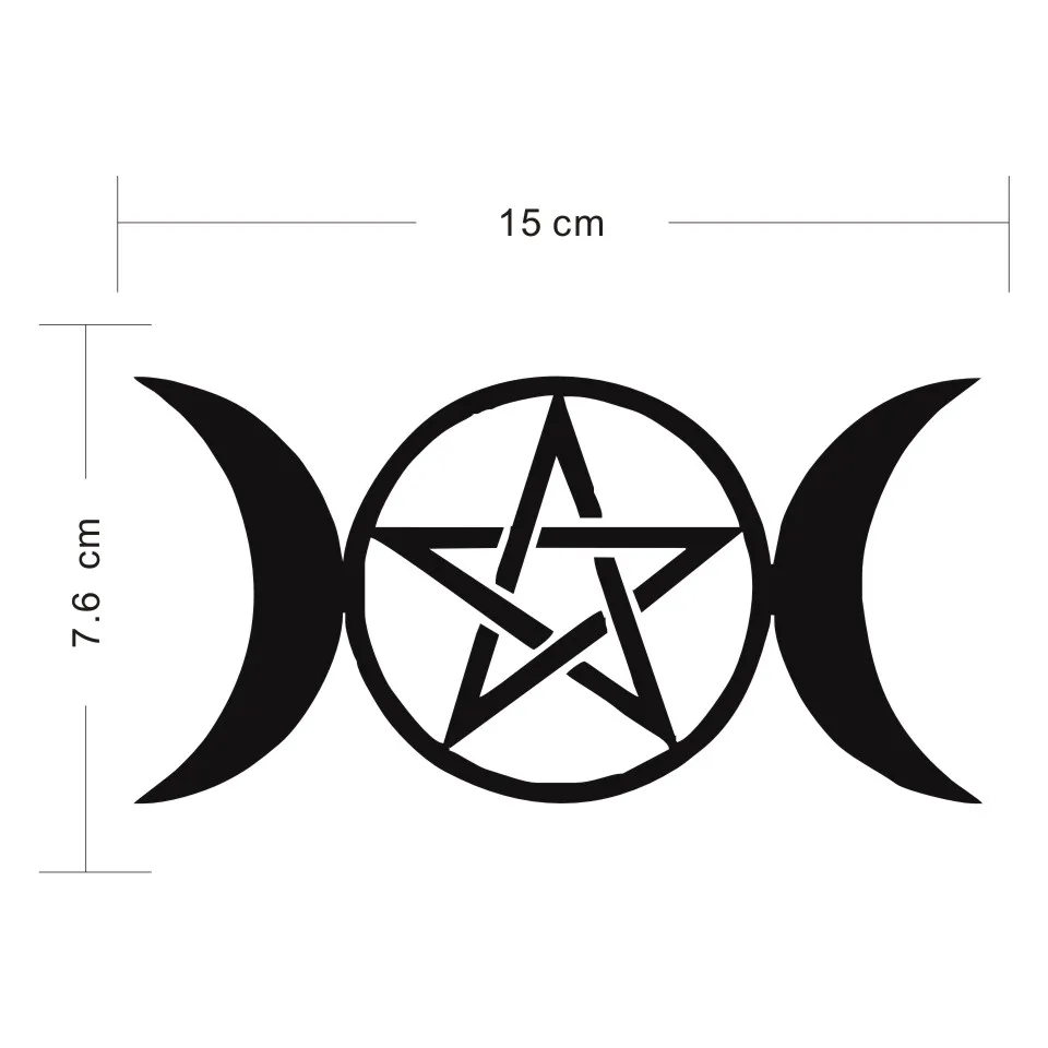 15cm7.6cm Vinyl Car Sticker Triple Moon Goddess Wicca Pentacle Cartoon Stickers Decals Car Styling BlackSilverLaser (4)