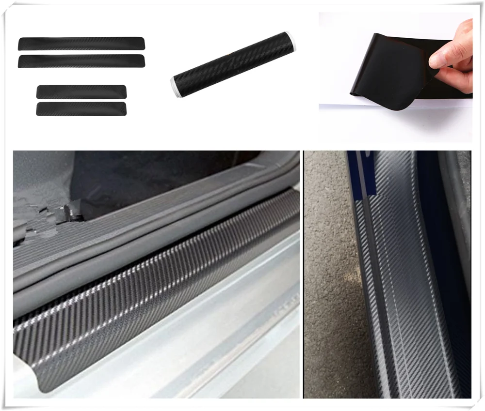

4Pcs auto parts carbon fiber door plaque anti-scratch protective film for Volkswagen vw Touran 1.4 Fox 1.2 Touareg2 GolfA5 GT