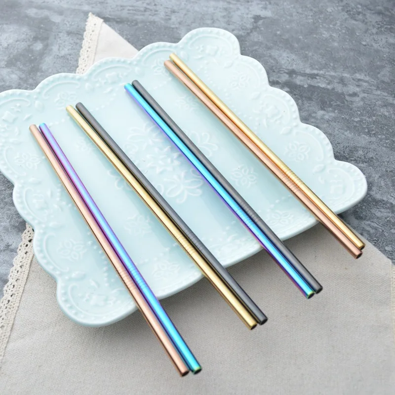 Reusable Drinking Straw Stainless Steel Metal Staws Party Tableware Supplies Drinking Tube for Juice Tea