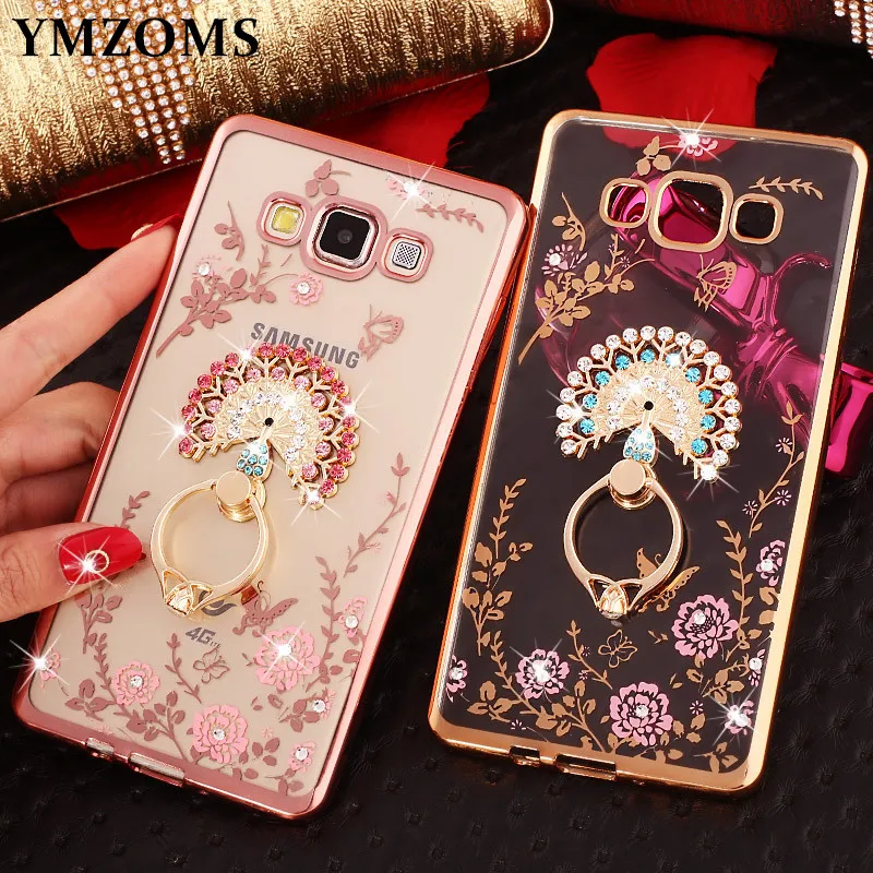 

Bling Diamond Case For Samsung J7 Neo J5 Prime J3 2017 J2Pro 2018 C8 C9 Pro C10 ON7 Finger Ring Kitty Peacock Holder Phone Case